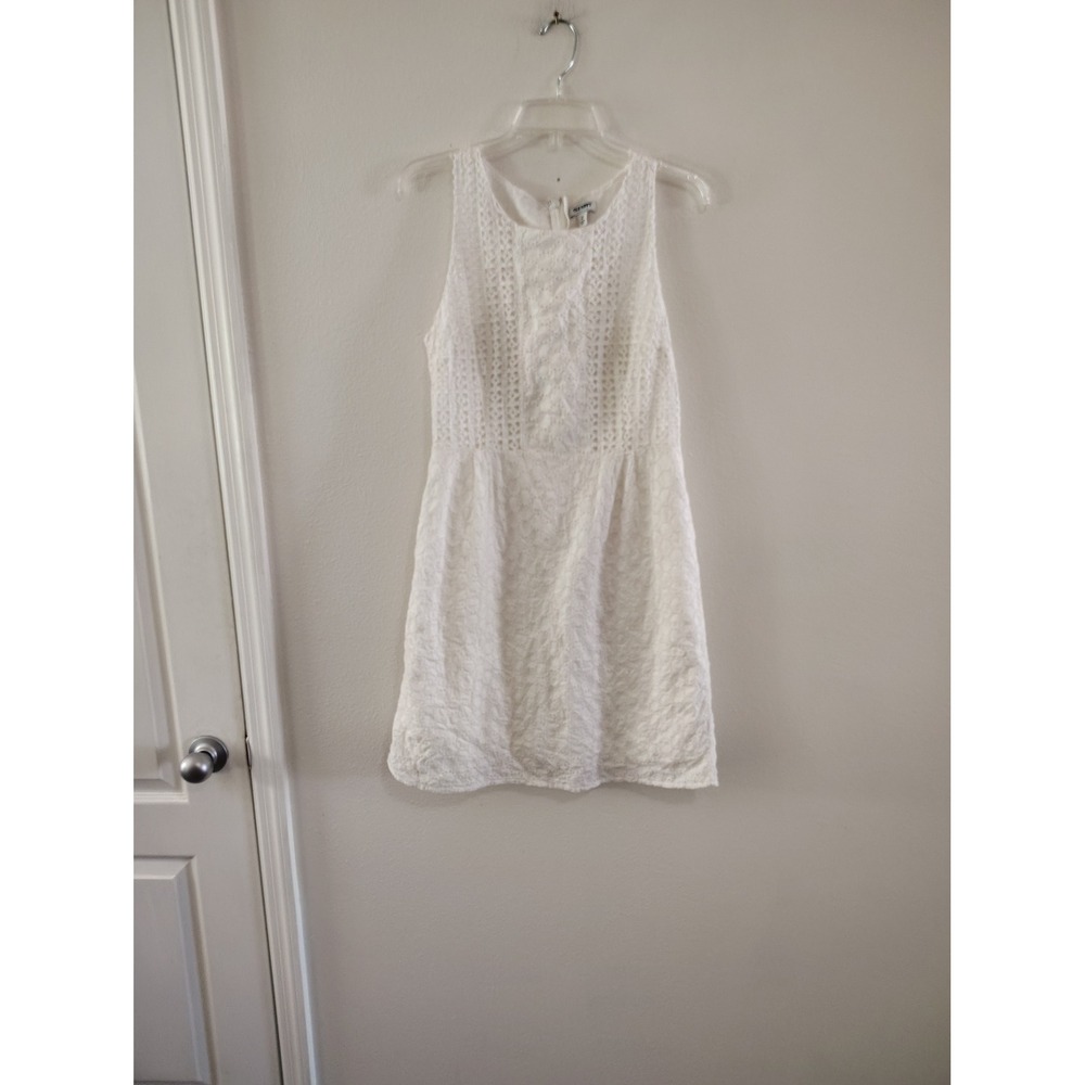 Old Navy‎ Womens White Eyelet Lace Sleeveless Shift Dress Size 12 Bridal Summer